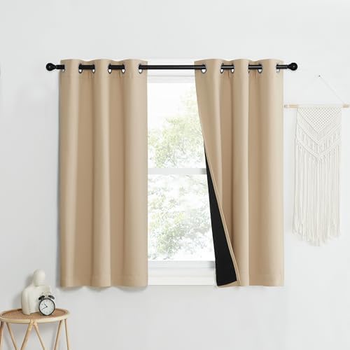 NICETOWN Bedroom Full Blackout Curtain Panels, 37 by 40-inch, Biscotti Beige - Image 2