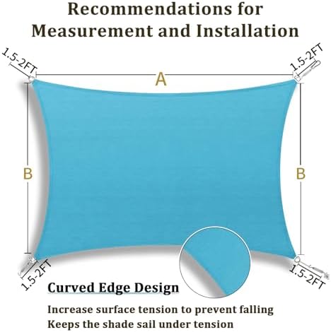 Shade&Beyond 15'X24' Sun Shade Sail Mixed Turquoise Rectangle - Image 5