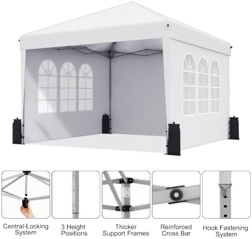 10x10 Pop Up Canopy Tent with Sidewall, Commercial - Image 4