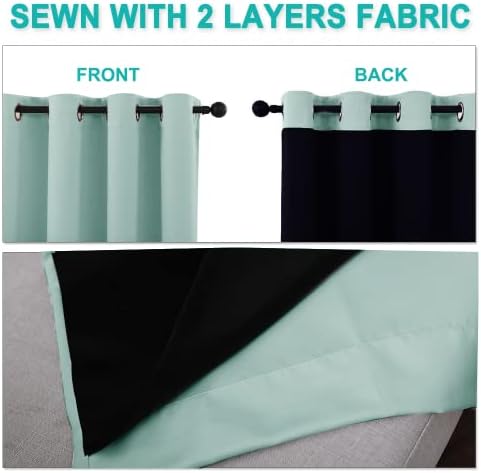 NICETOWN Aqua Blue 100% Blackout Curtain Set, Thermal Insulated & Energy - Image 5