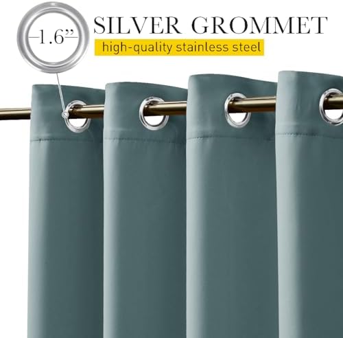 NICETOWN 2 Panels Outdoor Curtains Waterproof W52xL108 Greyish Blue - Image 4