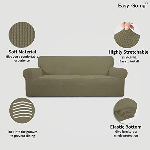 Easy-Going Stretch Oversized Sofa Couch Slipcover Washable Khaki - Image 3