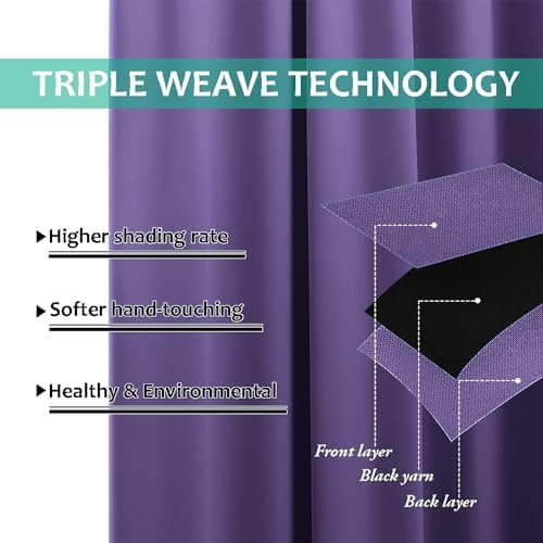 NICETOWN Lilac Purple Full Shade Curtain Panels, Pair of Thermal Insulated & - Image 6