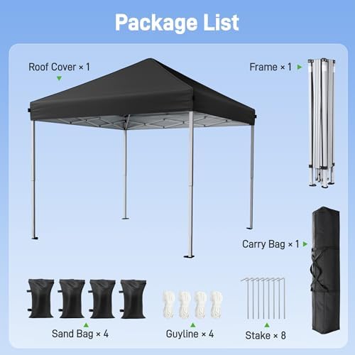 10x10 Pop Up Canopy Tent with One-Push Center Lock - Image 3