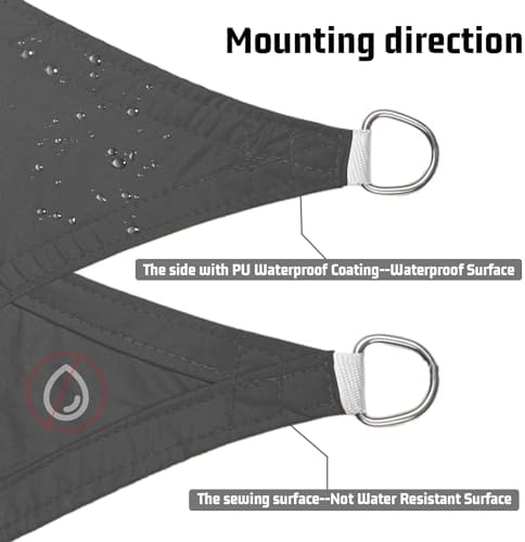 LOVE STORY Custom Size 4' x 8' Waterproof Sun Shade Sail, Dark Grey - Image 3
