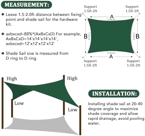 Shade&Beyond 7'X11' Sun Shade Sail Dark Green Rectangle - Image 6