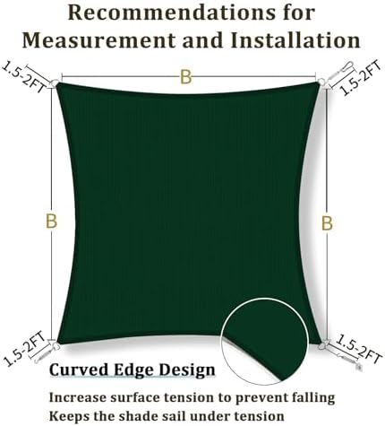 Shade&Beyond 9'X9' Sun Shade Sail Dark Green Rectangle - Image 5