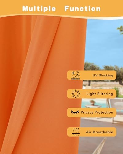 Outdoor Curtains for Patio Waterproof 4 Pcs 54x108 Inch Mecca Orange - Image 3