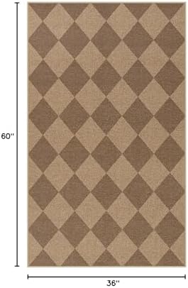 Lahome Checkered Easy Jute Indoor Outdoor Rug, 3x5 Washable Nature Rug - Image 2