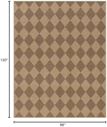 Lahome Checkered Easy Jute Living Room Rug, 8x10 Outdoor Rugs Washable - Image 2
