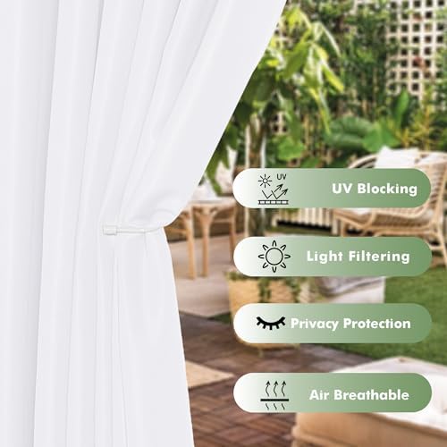 HolidayIdeas Outdoor Curtains for Patio Waterproof 6 Pcs 54x95 Inch White - Image 3