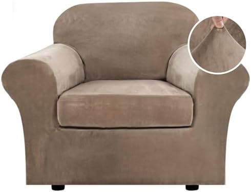 H.VERSAILTEX Rich Velvet Stretch 2 Piece Cover Chair Slipcover Sofa Cover by HVERSAILTEX