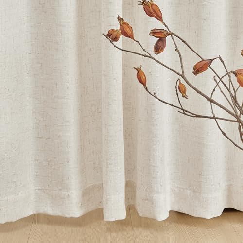 MYSKY HOME Country Curtains for Sliding Glass Door, Back Tab Semi Sheer Curtain - Image 5