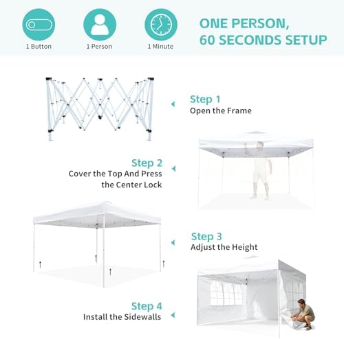 10x10 One Push Pop Up Canopy Tent - Image 6