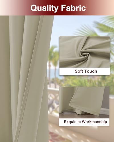 Grommet Outdoor Curtains for Patio Waterproof 8 Pcs 54x95 In Taupe - Image 4