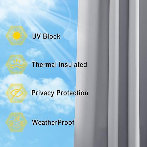 NICETOWN Outdoor Curtain for Patio Waterproof W66 x L84 inch, Stainless Grommet - Image 6