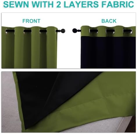 NICETOWN 100% Blackout Blinds, 70 inches x 108 inches, Olive Green, Laundry - Image 5