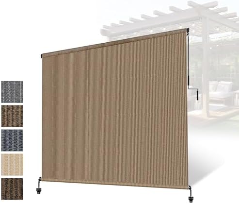 Outdoor Roller Shades 7 ft Wide, Patio Shade Roll Up Outdoor Blind by NOVINO