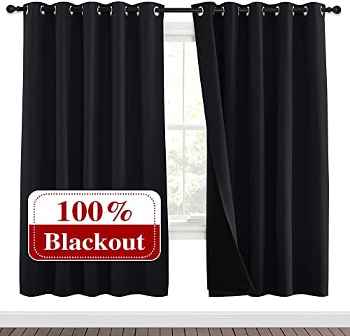 NICETOWN 100% Blackout Window Curtain Panels, Full Light Blocking Drapes by NICETOWN