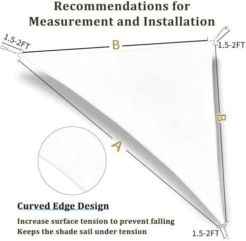 Shade&Beyond 8'X8'X11.3' Sun Shade Sail White Triangle - Image 5