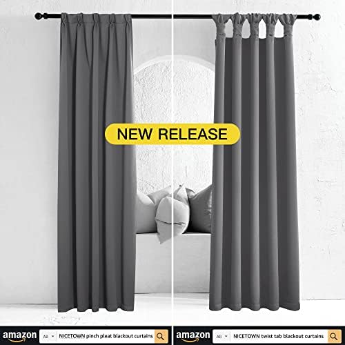 NICETOWN Grey Blackout Curtains - Image 2