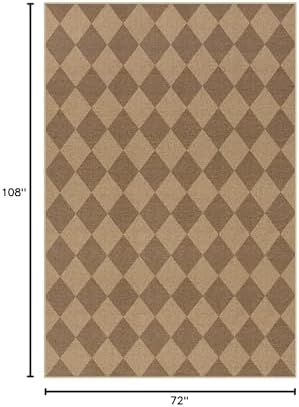 Lahome Checkered Easy Jute Outdoor Patio Rug, 6x9 Living Room Rugs Washable - Image 2