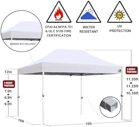 Eurmax USA 10x15ft Pop Up Canopy, Commercial Instant Tent - Image 3
