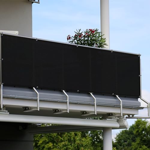 SUNLAX Custom Size 3'x29' Black Balcony Privacy Screen 90% UV Block - Image 6