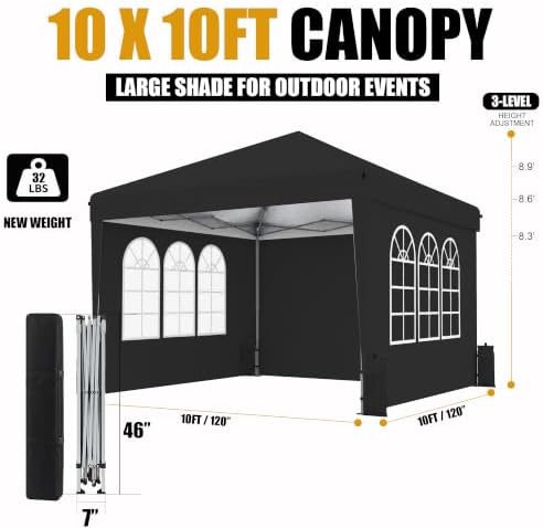 10x10 Pop Up Canopy Tent with Sidewall, Commercial - Image 3
