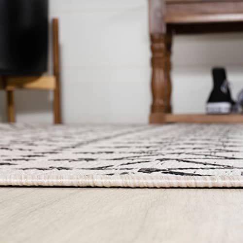 JONATHAN Y Moroccan Geometric Indoor Outdoor Square Area Rug 3X3 Cream/Black - Image 5