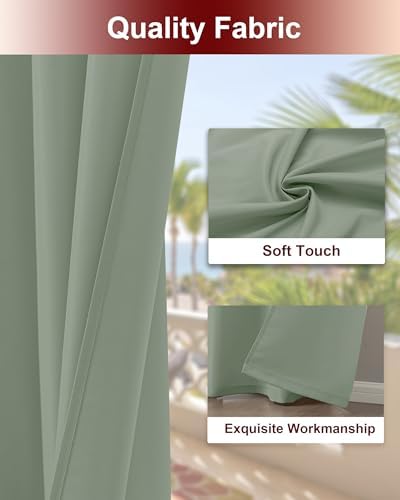 Grommet Outdoor Curtains for Patio Waterproof 8 Pcs 54x108 In Sage Green - Image 5