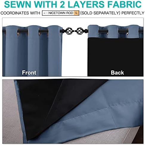 NICETOWN 100% Blackout Curtains 95 inches Long, Pair of Energy Smart & Noise - Image 5