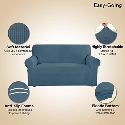 Easy-Going Stretch 4 Seater Oversized Sofa Couch Cover Bluestone - Image 4