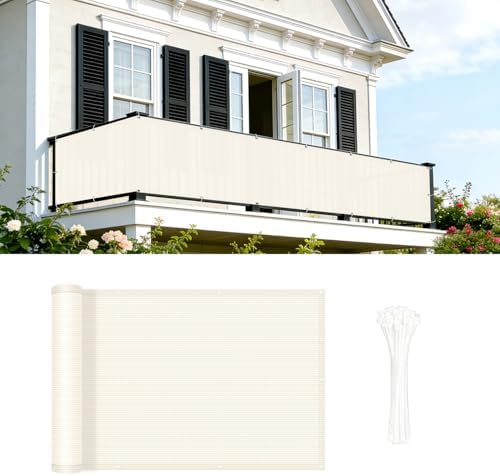 COOLBOYS Customized 3'x46' Butter Cream Balcony Privacy Screen Fence Cover by Havecooltimewithyourboys