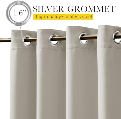 NICETOWN 2 Panels Thermal Outdoor Curtains Windproof W52xL72 Natural - Image 5