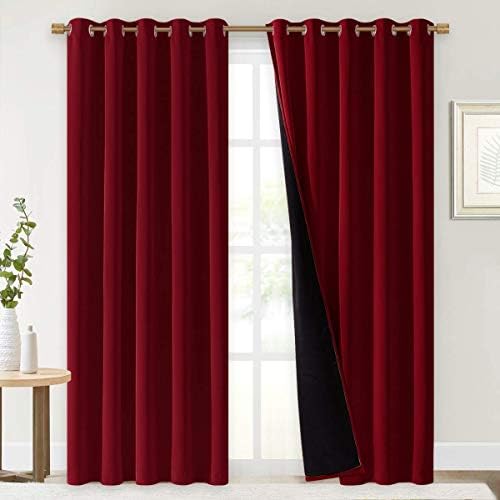 NICETOWN 100% Blackout Window Curtain Panels, Burgundy Red, Cold and Full Light - Image 2