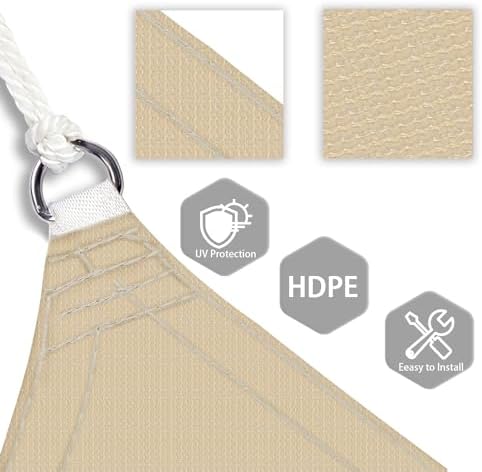 Patio Paradise 9' x 9' x 9' Sun Shade Sail Triangle Canopy Shade Cloth Fabric - Image 3