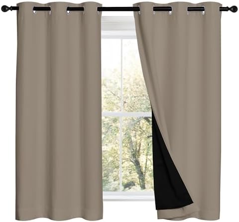 NICETOWN Taupe 100% Blackout Curtains 2 Panels by NICETOWN