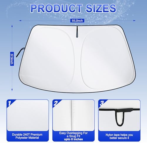 SINGARO Car Windshield Sun Shade, Foldable Reflective Sun Shade - Image 3