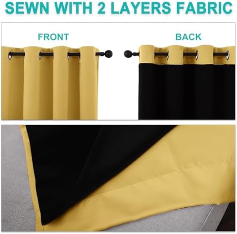 NICETOWN Bright Yellow Full Shade Curtain Panels, Pair of Thermal Insulated & - Image 5