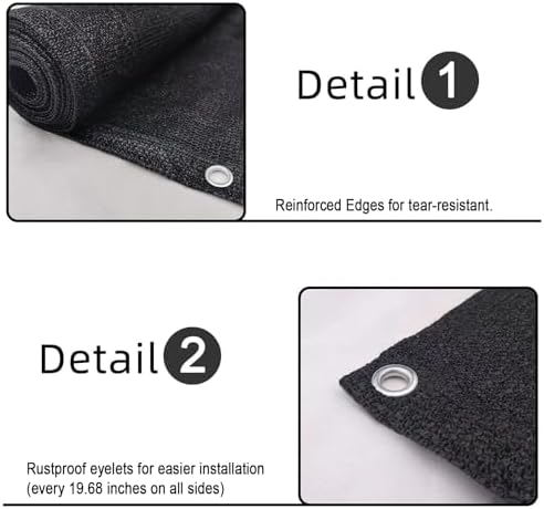SUNLAX Custom Size 3'x33' Black Balcony Privacy Screen 90% UV Block - Image 4