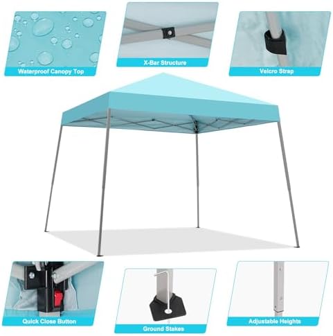 10x10 Slant Leg Pop Up Canopy Tent, Portable Outdoor Shelter - Image 2