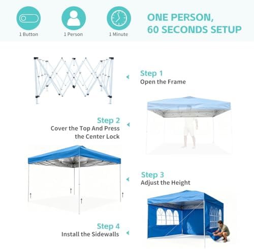 10x10 One Push Pop Up Canopy Tent - Image 6