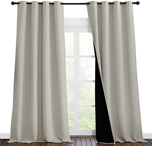 NICETOWN Full Shading Curtains for Windows, Super Heavy-Duty Black Lined by NICETOWN