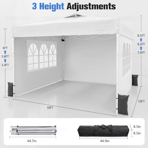 10x10 Pop Up Canopy Tent with Dual Vented Roof, One Push Setup - Image 2
