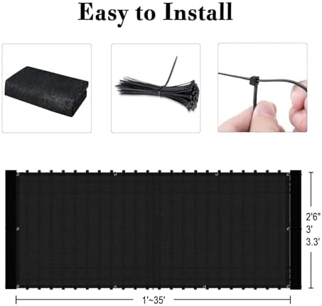 SUNLAX Custom Size 3'x22' Black Balcony Privacy Screen 90% UV Block - Image 3