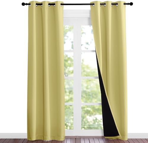NICETOWN Paler Yellow Full Shade Curtain Panels, Pair of Thermal Insulated & by NICETOWN