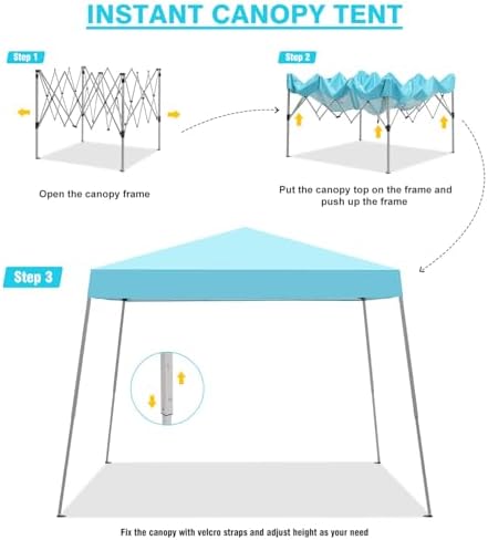 10x10 Slant Leg Pop Up Canopy Tent, Portable Outdoor Shelter - Image 3