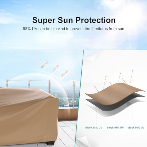 Waterproof Outdoor Patio Furniture Covers 102"L×74"W×28"H Brown - Image 4