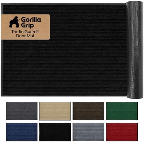 GORILLA GRIP Traffic Guard Indoor Outdoor Heavy Duty Door Mat, 59x24 Black by GorillaGrip